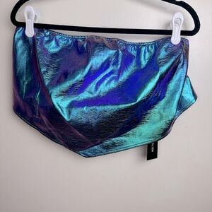 Current Mood X Dolls Kill Iridescent Shimmer Strapless Cropped Rave Top NWT 1X